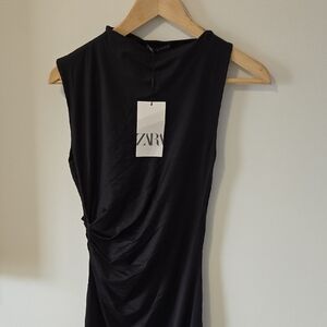 Zara Elegant Black Midi Dress